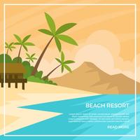 Ilustração em vetor Flat Beach Resort