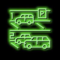 multinível carro estacionamento néon brilho ícone ilustração vetor