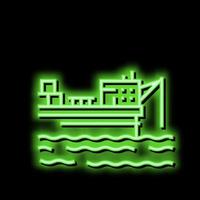 navio guindaste equipamento néon brilho ícone ilustração vetor