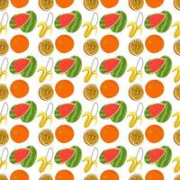 elementos de fruta de envolvimento sem emenda. estilo retro frutas melancia, banana, laranja padrão sem emenda vetor