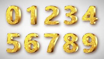 dourado metal números realista com brilhos vetor