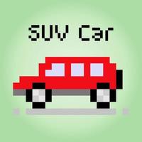 carro de pixel de 8 bits. objeto de transporte de carro suv para ativos de jogo em ilustração vetorial. vetor