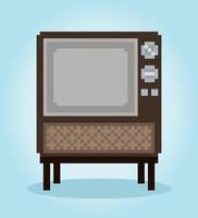 Televisão clássica de pixel de 8 bits em ilustração vetorial para ativos de jogos. arte de pixel de tv vintage. vetor