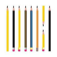 conjunto de lápis com nove estilos diferentes vetor