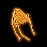 orar mão gesto néon brilho ícone ilustração vetor