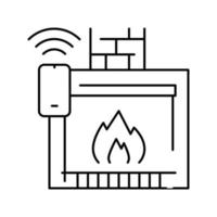 sistema de controle de lareira da ilustração vetorial de ícone de linha doméstica inteligente vetor