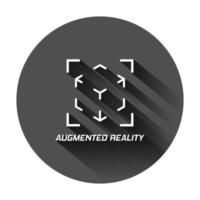 aumentado realidade ícone dentro plano estilo. vr dispositivo vetor ilustração em Preto volta fundo com grandes sombra. tecnologia o negócio conceito.