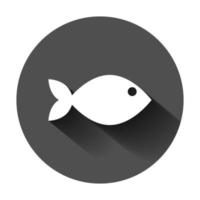 peixe placa ícone dentro plano estilo. peixinho vetor ilustração em Preto volta fundo com grandes sombra. frutos do mar o negócio conceito.