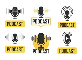 podcast microfone ícone dentro plano estilo. audio entrevista vetor ilustração em isolado fundo. estúdio alto falante placa o negócio conceito.