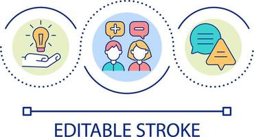 encorajando diferente opiniões ciclo conceito ícone. tratamento diferente pontos de vista abstrato idéia fino linha ilustração. local de trabalho trabalho em equipe. isolado esboço desenho. editável acidente vascular encefálico vetor