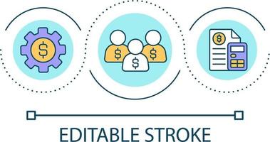acionistas financeiro lucro ciclo conceito ícone. o negócio comercial benefícios. dinheiro gestão abstrato idéia fino linha ilustração. isolado esboço desenho. editável acidente vascular encefálico vetor