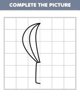 Educação jogos para crianças completo a cenário do fofa desenho animado batedor metade esboço para desenhando imprimível ferramenta planilha vetor