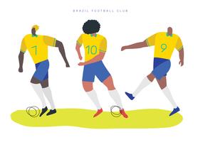 Ilustração plana de vetor de personagens de futebol brasileiro