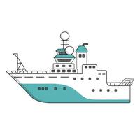 azul branco profundo mar pesquisa navio, expedição enviar, vetor mão desenhado esboço isolado ilustração