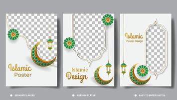 conjunto do islâmico poster Projeto para Ramadã kareem. eid mubarak, eid al-fitr, eid al-adha, muharam islâmico Novo ano, etc. vetor