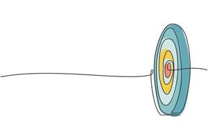 Contínuo um desenho de linha do alvo do círculo para dardos. foco e concentração exercício esporte. conceito de metáfora de alvo de negócios. ilustração gráfica de vetor de desenho de linha única na moda minimalista