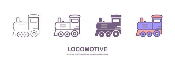 quatro diferente estilos do locomotiva ou trem vetor ícones este pode estar usava para muitos projetos, gostar rede projeto, aplicativo etc. que é isolado em uma branco fundo.