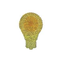 ícone de lâmpada de desenho de uma única linha. única linha de lâmpada para ideia de negócio, brainstorm ou eletricidade. mão simples desenhada. estilo de onda de redemoinho. ilustração em vetor desenho desenho em linha contínua
