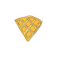 único desenho de linha contínua da etiqueta do logotipo da loja de waffles estilizados. conceito de restaurante de comida de café da manhã emblema. ilustração vetorial moderna de desenho de uma linha para café, loja ou serviço de entrega de comida vetor