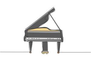 um desenho de linha contínua de um piano de cauda analógico de luxo. conceito de instrumentos de música clássica da moda linha única desenhar design gráfico ilustração vetorial vetor