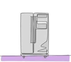 desenho de linha única contínua de utensílios domésticos de geladeira de duas portas de luxo. conceito de eletrodomésticos eletrônicos. ilustração em vetor gráfico moderno desenho de uma linha