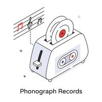 na moda fonógrafo registros vetor