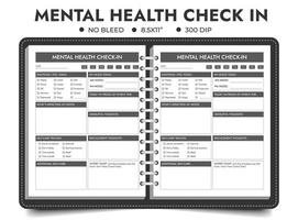 mental bem estar check-in, mental saúde check-in planilha, mental saúde Diário, ou diário de bordo planejador vetor