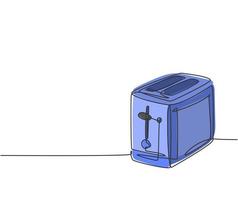 um desenho de linha contínua de um eletrodoméstico clássico torradeira de pão. conceito de modelo de dispositivo doméstico de eletricidade. ilustração do gráfico vetorial moderna de desenho de linha única vetor