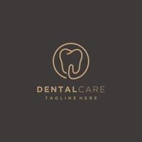 dental Cuidado linha arte minimalista ouro logotipo Projeto modelo vetor