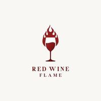 vinho vidro com fogo chama para cafeteria Barra logotipo Projeto ícone vetor