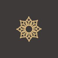 enfeite ornamentado quadro, Armação vintage lótus ouro logotipo Projeto vetor ilustração