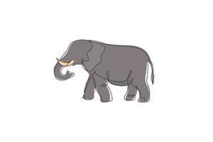 um desenho de linha contínua do elefante africano gigante. conservação do parque nacional de animais selvagens. conceito de safari zoo. ilustração vetorial de design gráfico de desenho de linha única dinâmica vetor