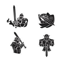 cavaleiros Guerreiro conjunto coleção tatuagem ilustração vetor