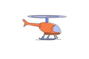 um desenho de linha única de ilustração vetorial de helicóptero voador. conceito de veículo de transporte aéreo. gráfico de desenho moderno de linha contínua vetor