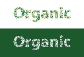 orgânico natural produtos letras com verde folhas vetor