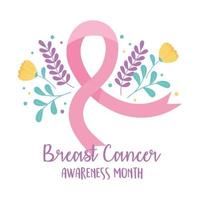 banner do mês de conscientização do câncer de mama com fita rosa vetor
