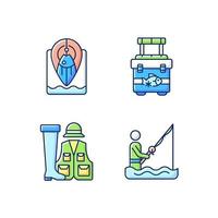 wade fishing rgb color icons set vetor
