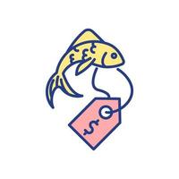 ícone de cor rgb de piscicultura ornamental vetor