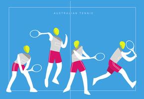 Australian Tennis Logo Mascot Ilustração em vetor plana