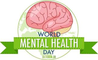 banner ou logotipo do dia mundial da saúde mental isolado no fundo branco vetor