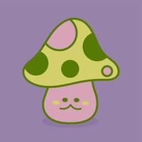 adesivo, botão, bandeira com verde cogumelo com fofa engraçado face dentro hippie estilo vetor
