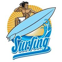 surfista dentro açao vintage estilo ilustração vetor