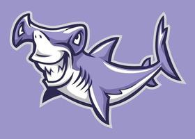 cabeça de martelo Tubarão desenho animado estilo vetor