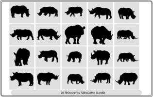 silhueta de rinoceronte - ilustração vetorial de design plano vetor