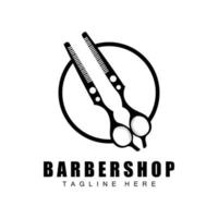 design de logotipo de tesoura, vetor de barbeador de barbearia, ilustração de marca de tesoura de barbearia