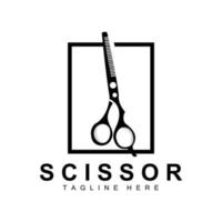 design de logotipo de tesoura, vetor de barbeador de barbearia, ilustração de marca de tesoura de barbearia