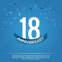 18º aniversário celebração vetor Projeto com branco cor números e branco cor Fonte em azul cor fundo abstrato