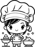 fofa desenho animado adorável chefe de cozinha vetor