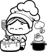 fofa desenho animado adorável chefe de cozinha vetor