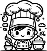 fofa desenho animado adorável chefe de cozinha vetor